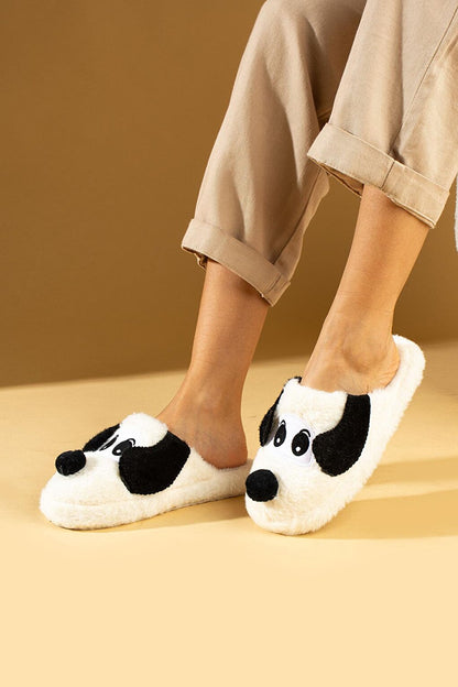 Cute Dog Silent Sole Plush Women Home Slippers P01-29-23