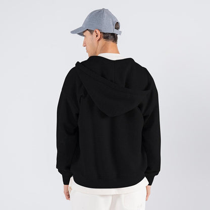 James Men's Black Kangaroo Pocket Hooded Oversize Zipper Sweatshirt