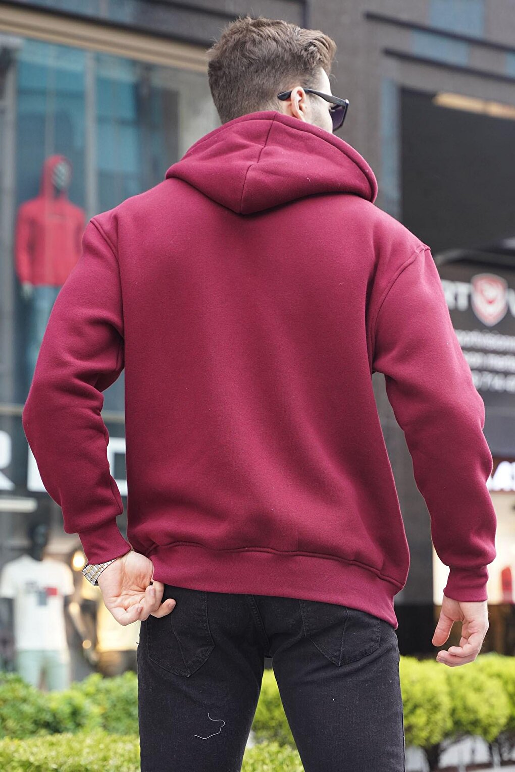 Claret Red Zippered Basic Sweatshirt 6027