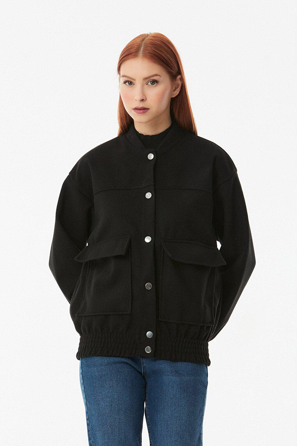 Snap Fastener Double Pocket Jacket