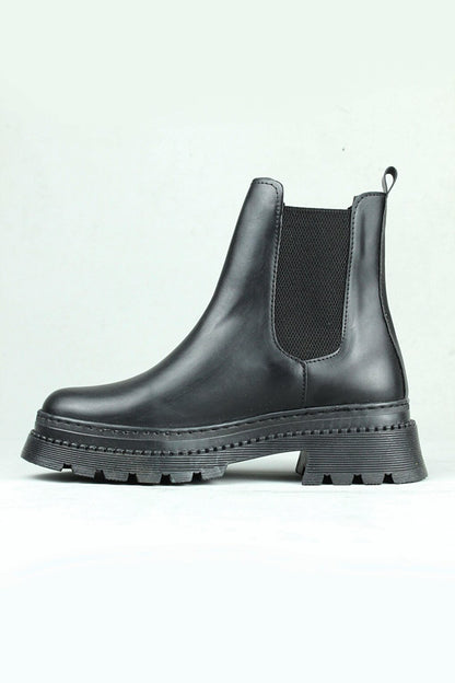 0642 Side Elastic Zippered Boots Winter Boots Women Black