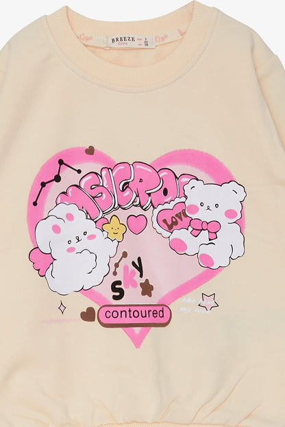 Girl's Sweatshirt Heart Printed Cream (Age 2-6)