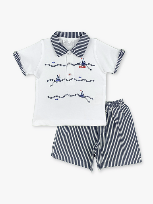 Polo Neck Short Sleeve Baby Boy T-Shirt and Shorts Set of 2