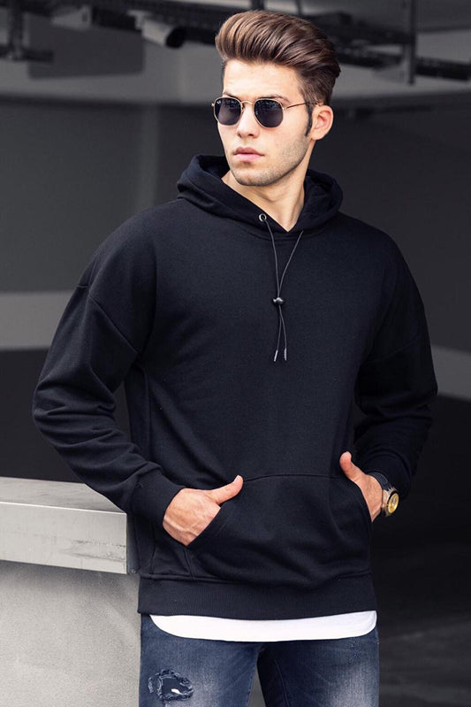 Basic Black Men's Hooded Sweatshirt 4764