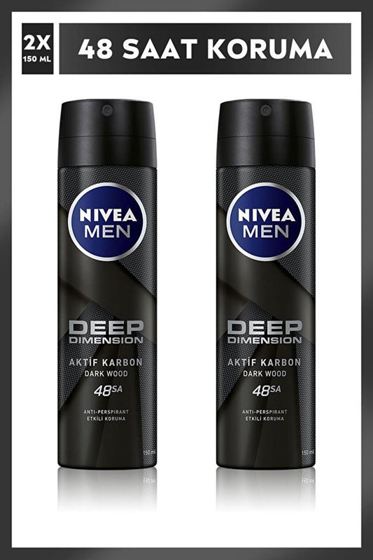 Men's Spray Deodorant Deep Dimension 150 ml, 48 Hours Anti-Perspirant Protection x2 Pieces