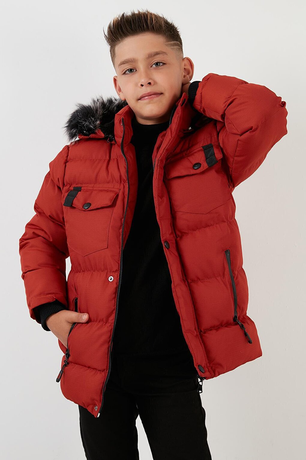 Waterproof Puffer Jacket with Plush Lining and Removable Hood 5760023