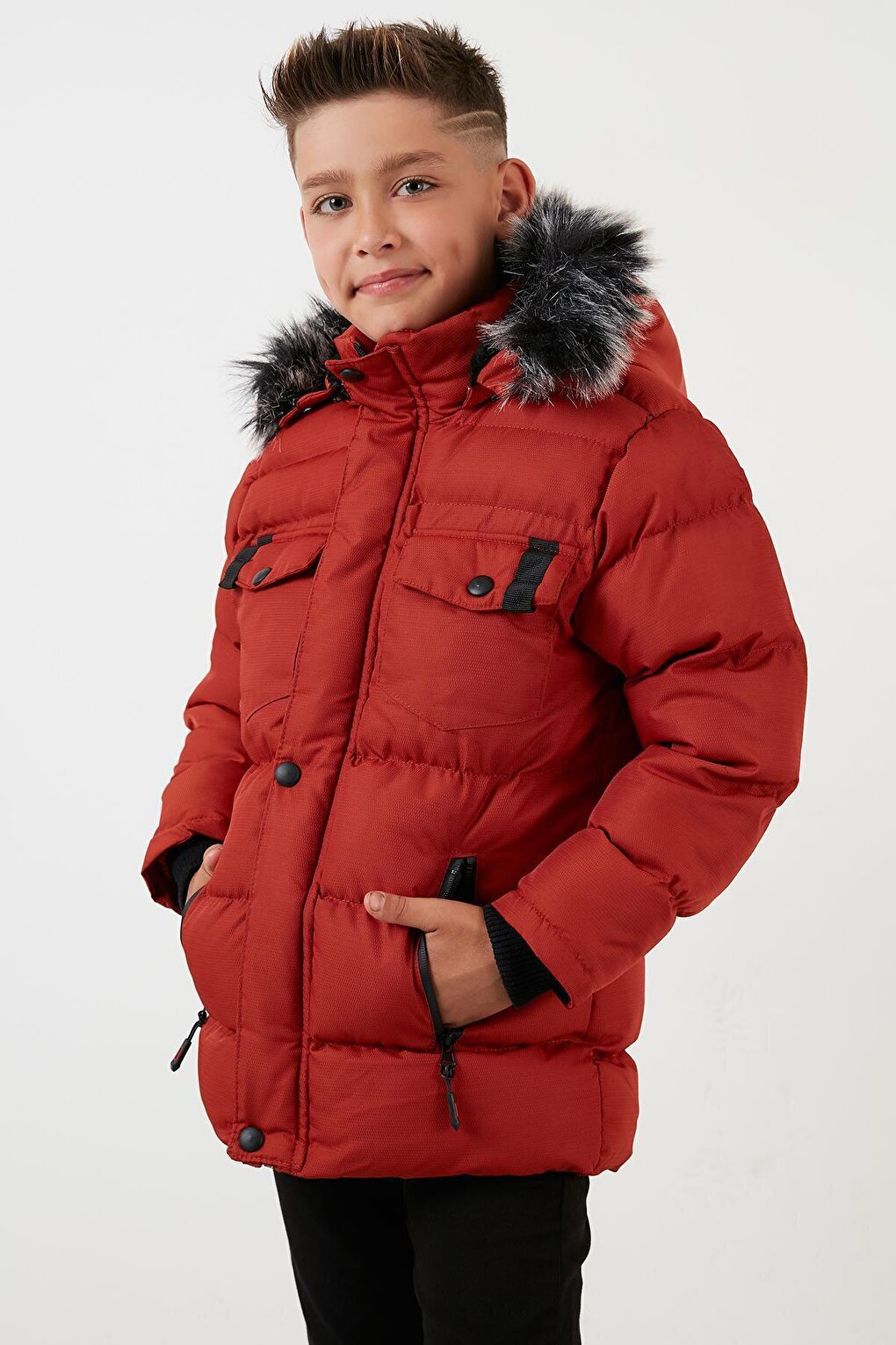 Waterproof Puffer Jacket with Plush Lining and Removable Hood 5760023