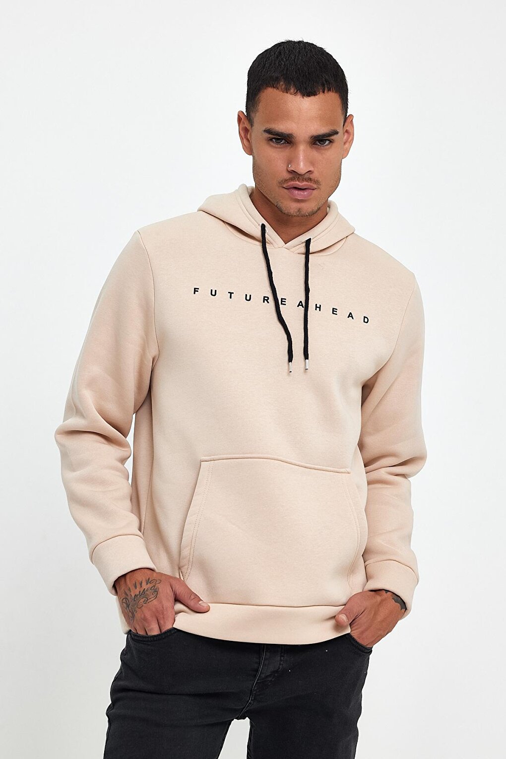 Men's Hooded Comfortable In-mold Fleece 3 thread Feture Printed SweatShirt spr24sw14