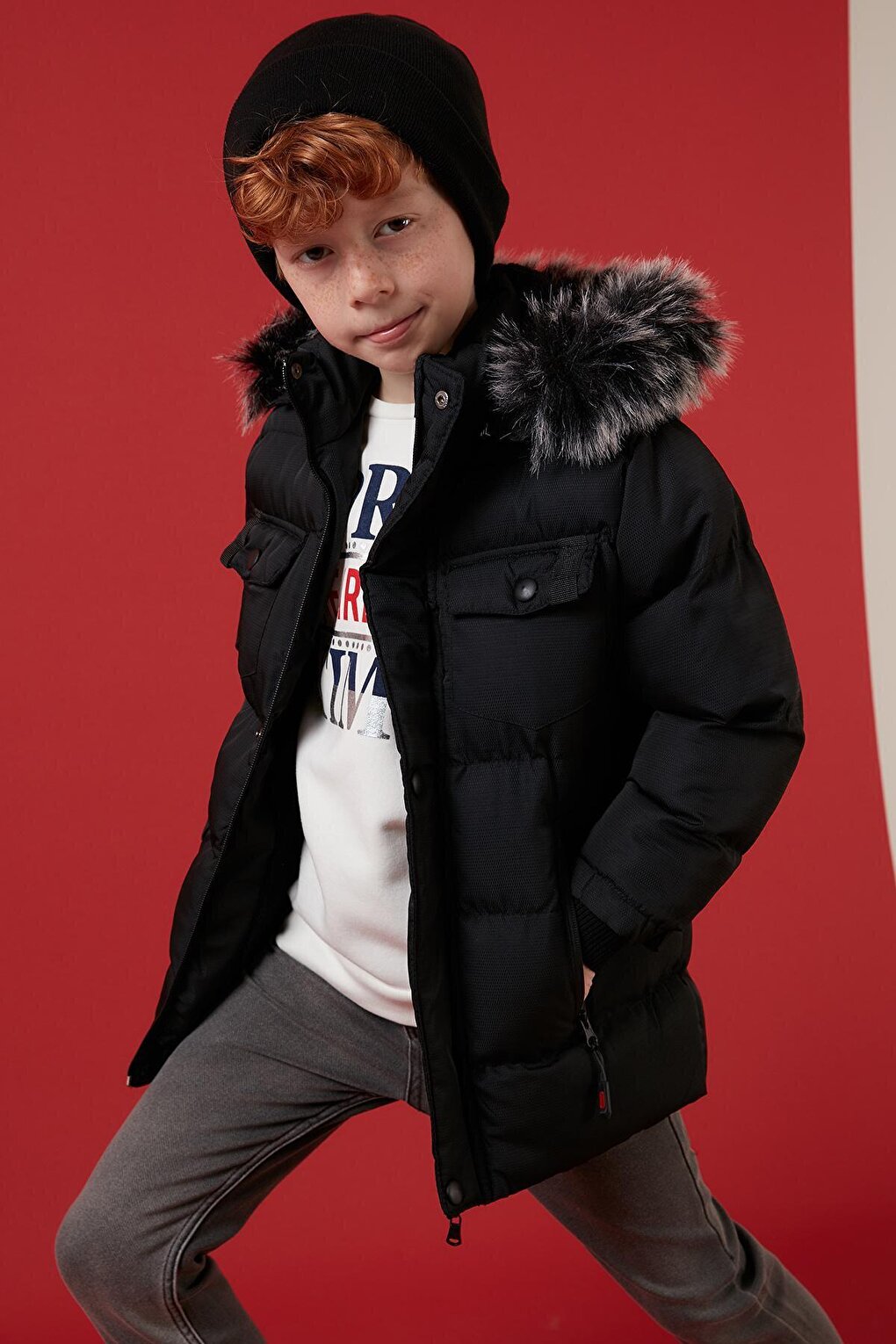 Waterproof Puffer Jacket with Plush Lining and Removable Hood 5760023