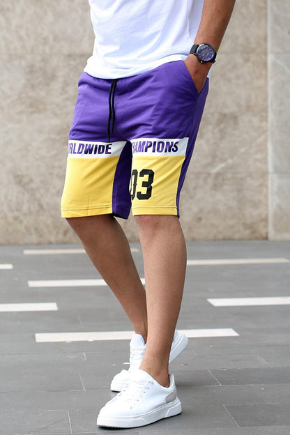 Color Blocked Purple Shorts 2920