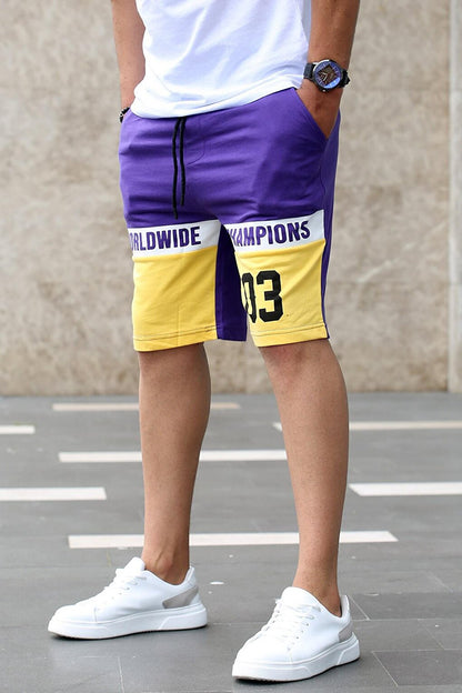 Color Blocked Purple Shorts 2920