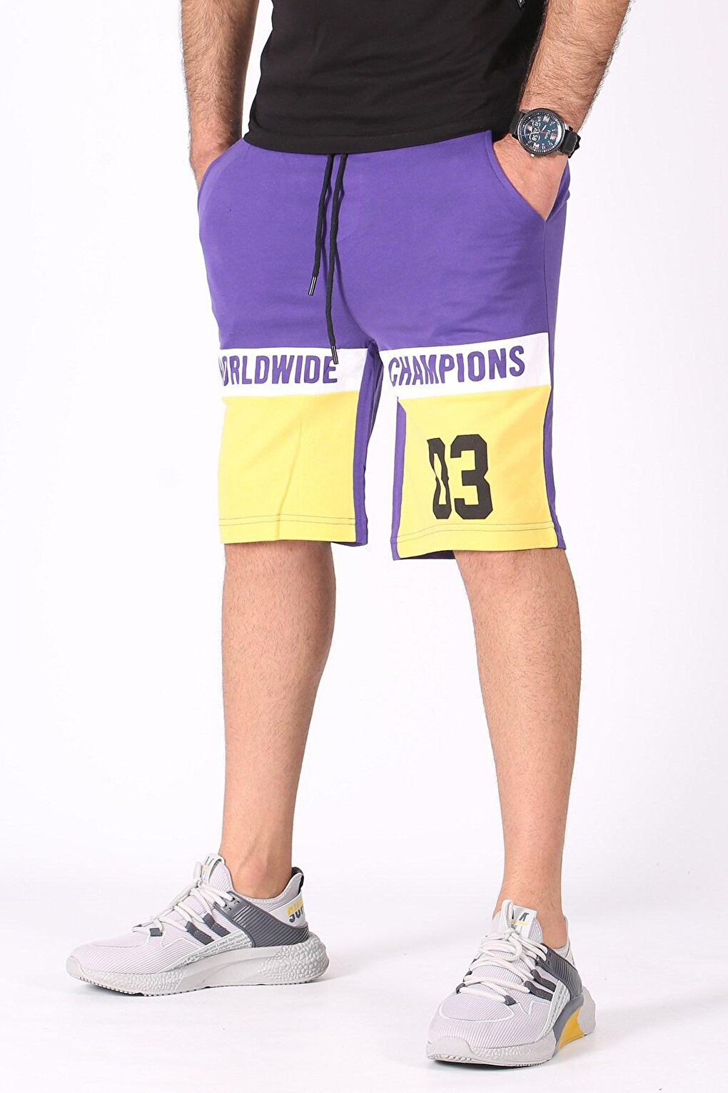 Color Blocked Purple Shorts 2920