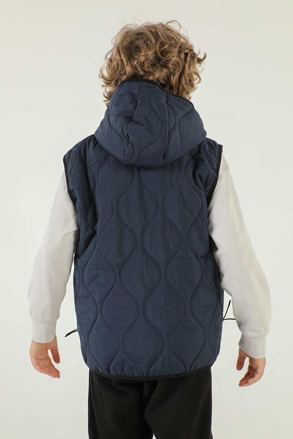 Hooded Double Pocket Zipper Detailed Boy's Vest