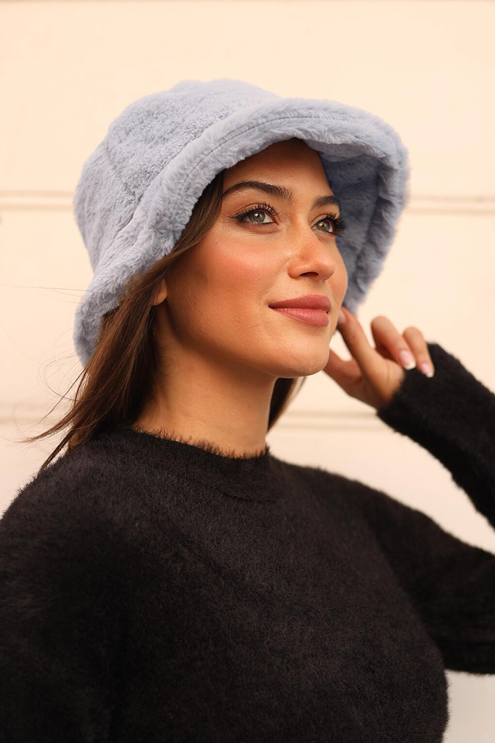 Women's Plush Bucket Hat RKŞ-01 Baby Blue