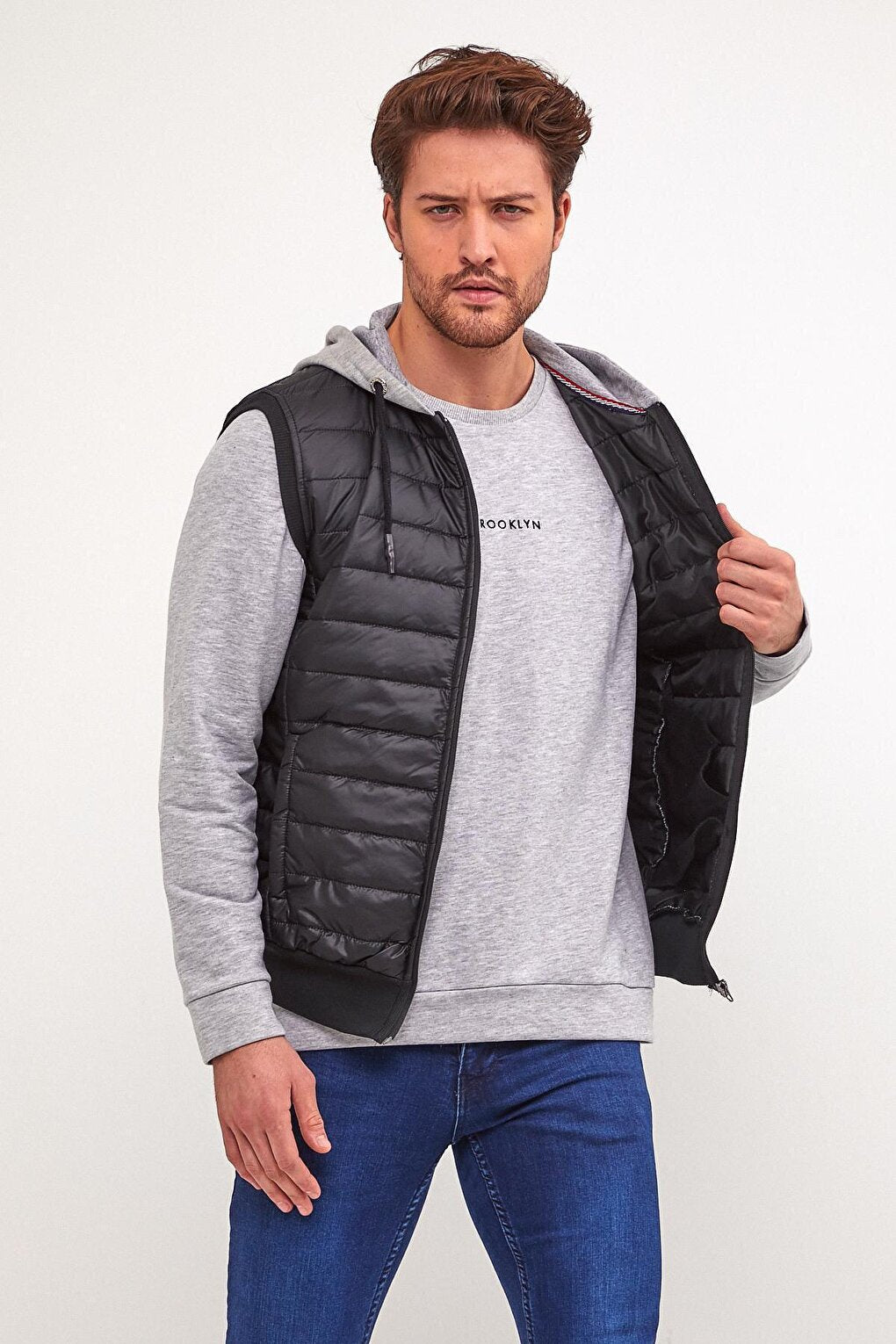 Men's Hooded Slim Fit Quilted Vest SPR22YK190