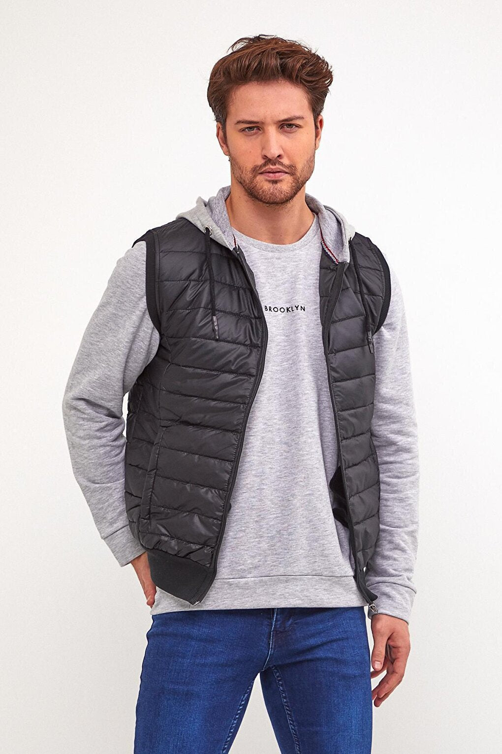 Men's Hooded Slim Fit Quilted Vest SPR22YK190