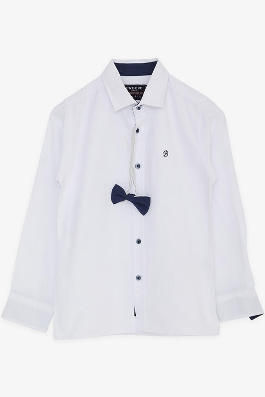 Boy's Shirt White with Bow Tie (Ages 8-12)