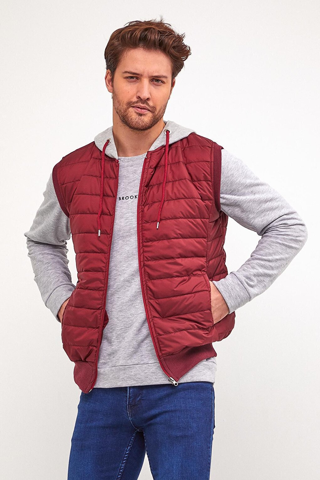 Men's Hooded Slim Fit Quilted Vest SPR22YK190