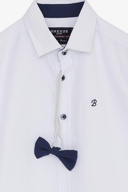 Boy's Shirt White with Bow Tie (Ages 8-12)