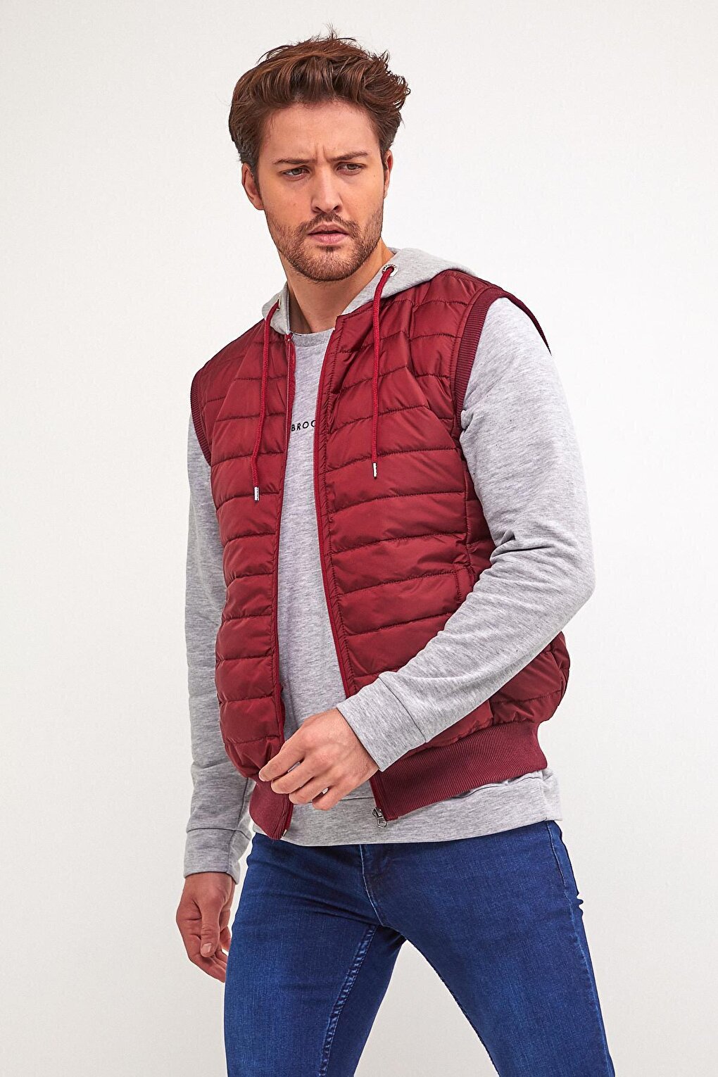 Men's Hooded Slim Fit Quilted Vest SPR22YK190