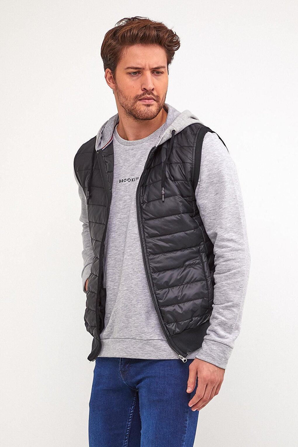 Men's Hooded Slim Fit Quilted Vest SPR22YK190