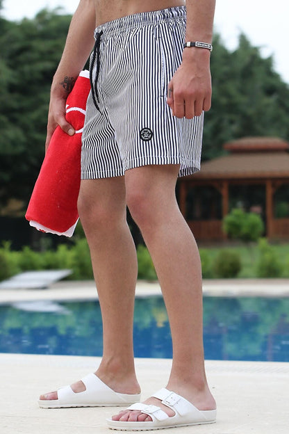 Striped Black Swim Shorts 4253