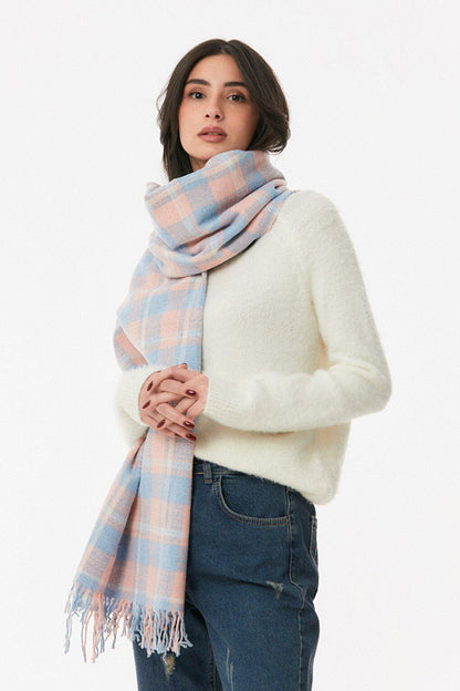 Plaid Patterned Soft Textured Shawl