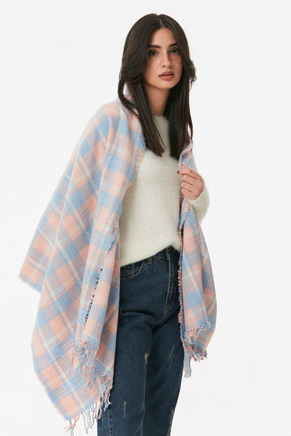 Plaid Patterned Soft Textured Shawl