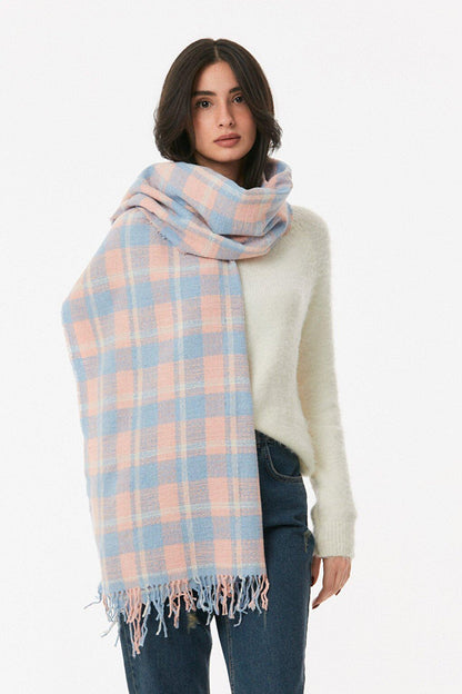 Plaid Patterned Soft Textured Shawl