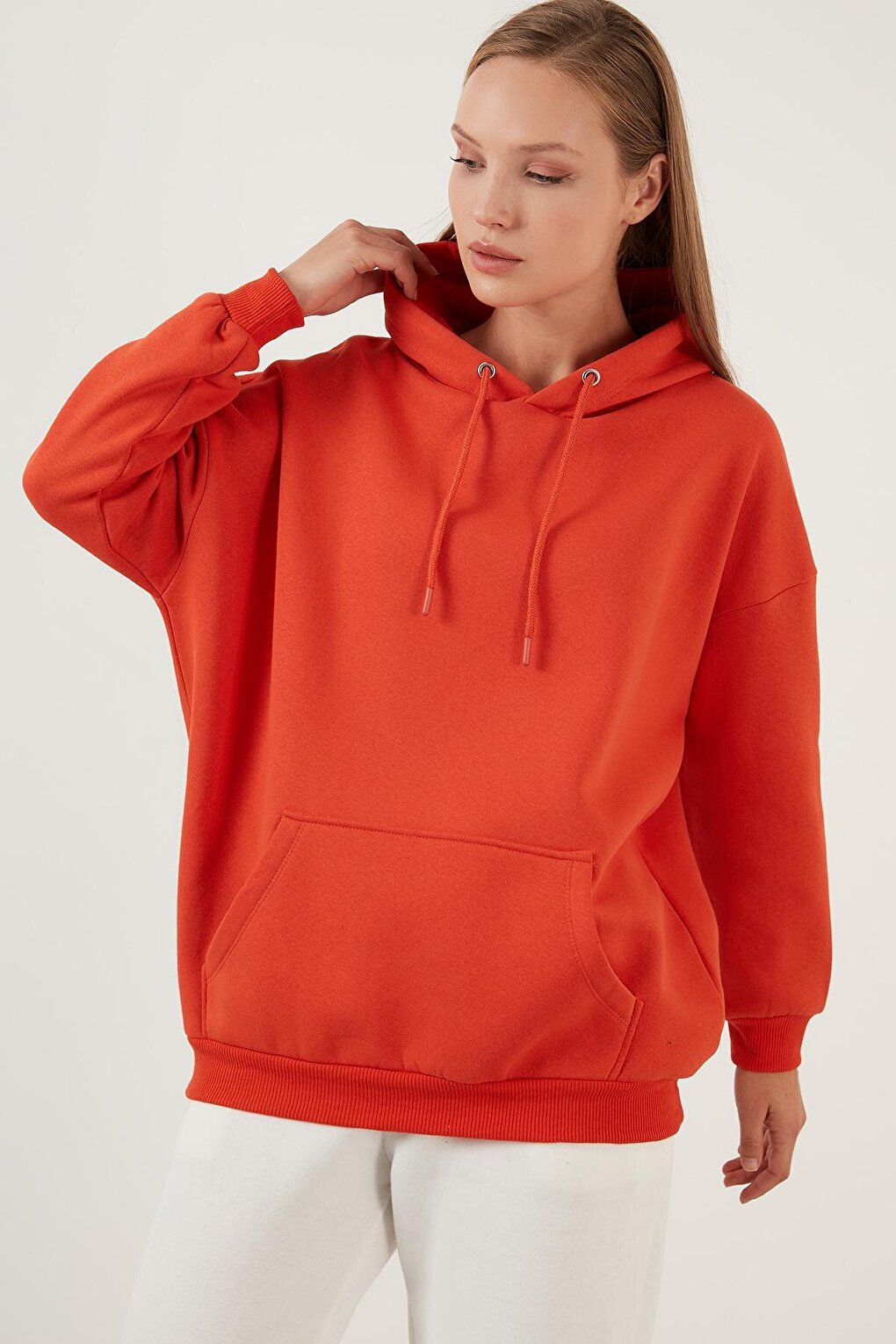 Regular Fit Cotton Hooded Collar Rose Winter Sweat 5863854