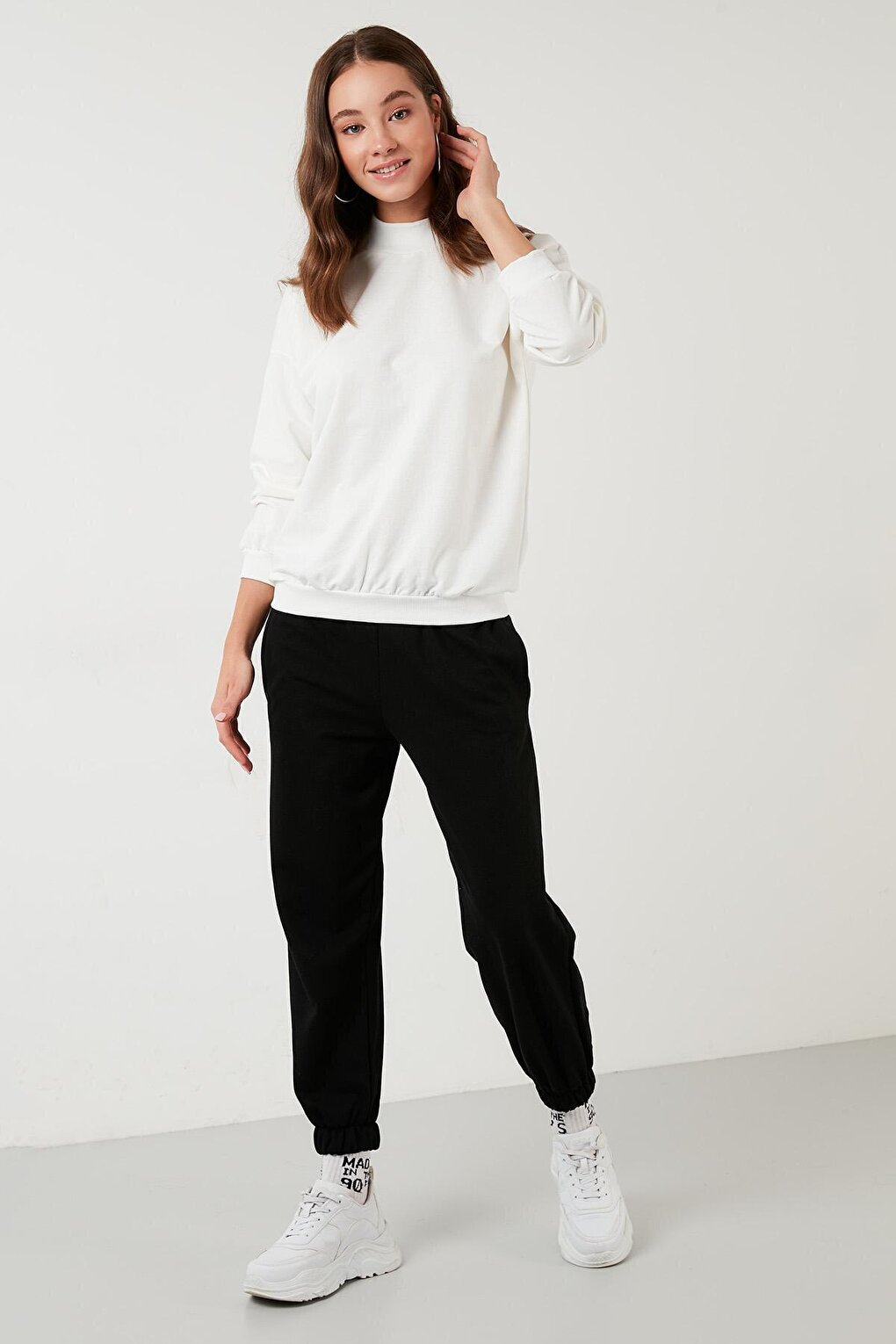 Cotton Stand Collar Basic Knitted Sweat 5863323