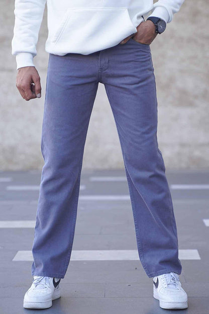 Dyed Gray Straight Fit Men's Jean Trousers 6312