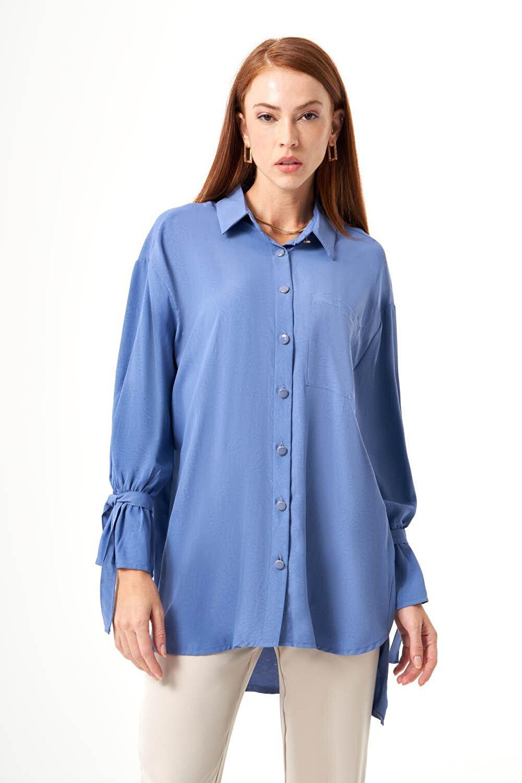 Patterned Textured Indigo Tunic