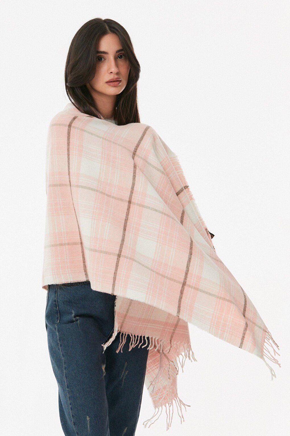 Plaid Patterned Soft Textured Shawl