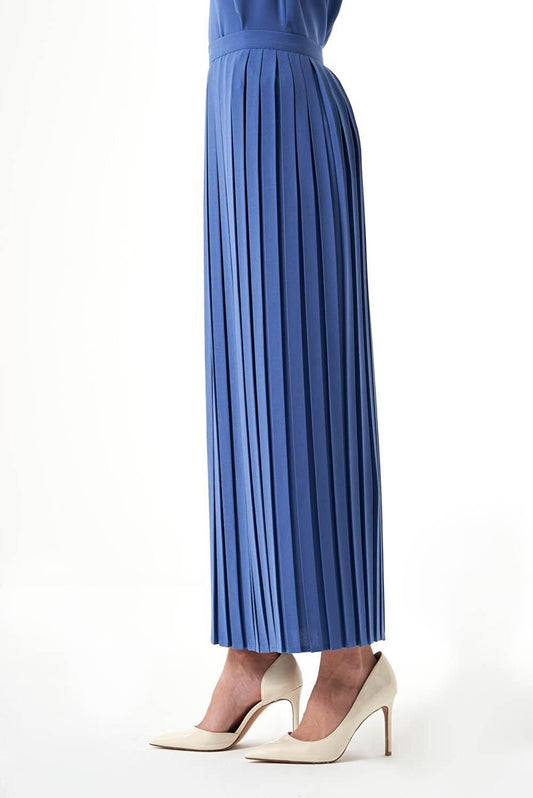 Crepe Pleated Indigo Skirt