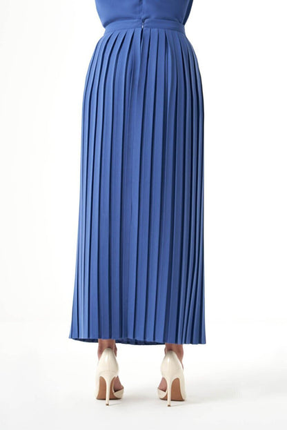 Crepe Pleated Indigo Skirt