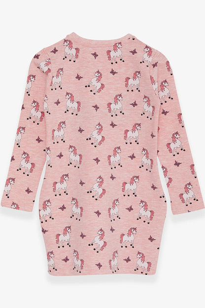 Girl's Tunic Unicorn Patterned Salmon Melange (Age 4-9)