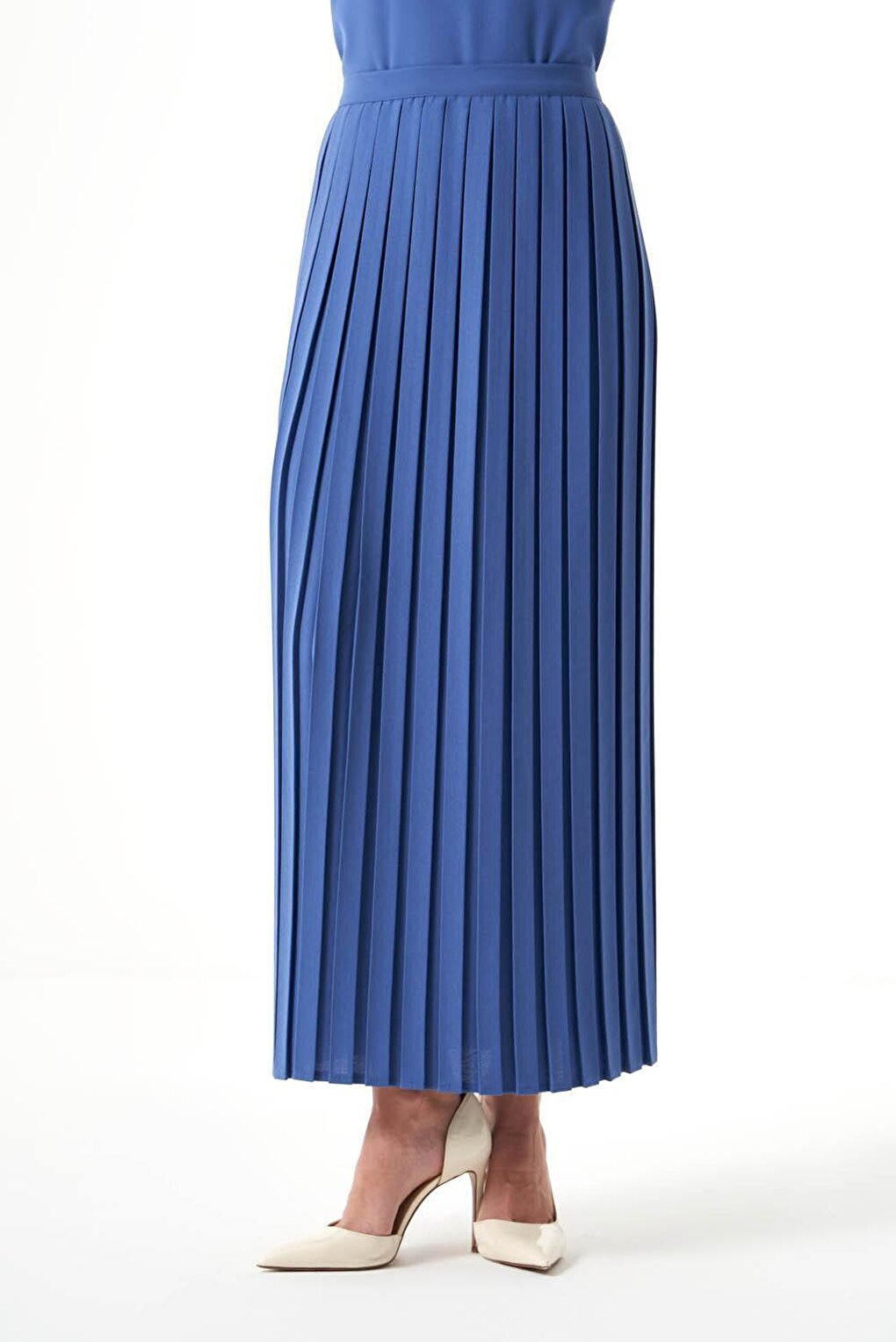 Crepe Pleated Indigo Skirt