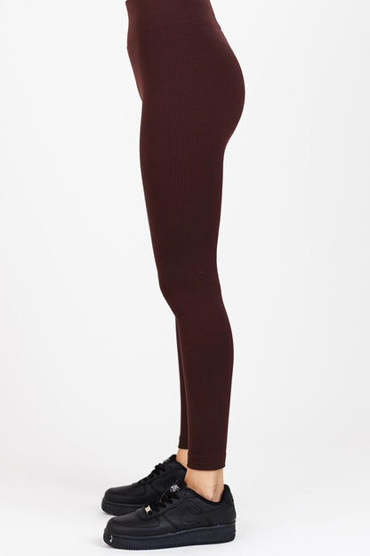 Women's Brown Rose Red Camisole High Waist Basic Tights