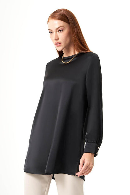 Bsc O Neck Black Tunic