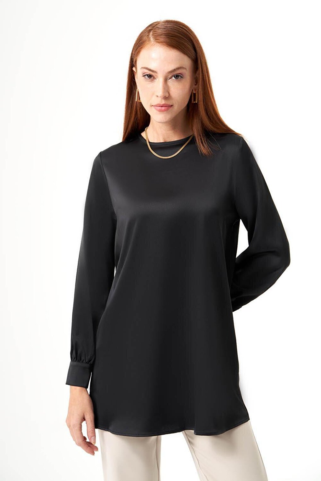 Bsc O Neck Black Tunic