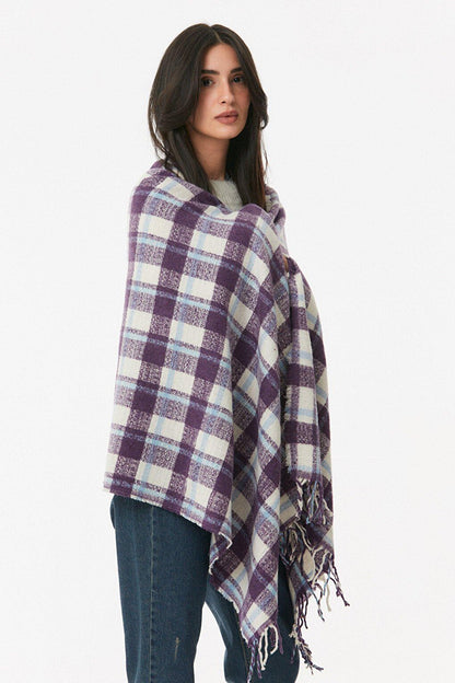 Plaid Patterned Soft Textured Shawl