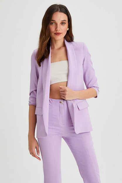 Blazer Jacket with Gathered Sleeves