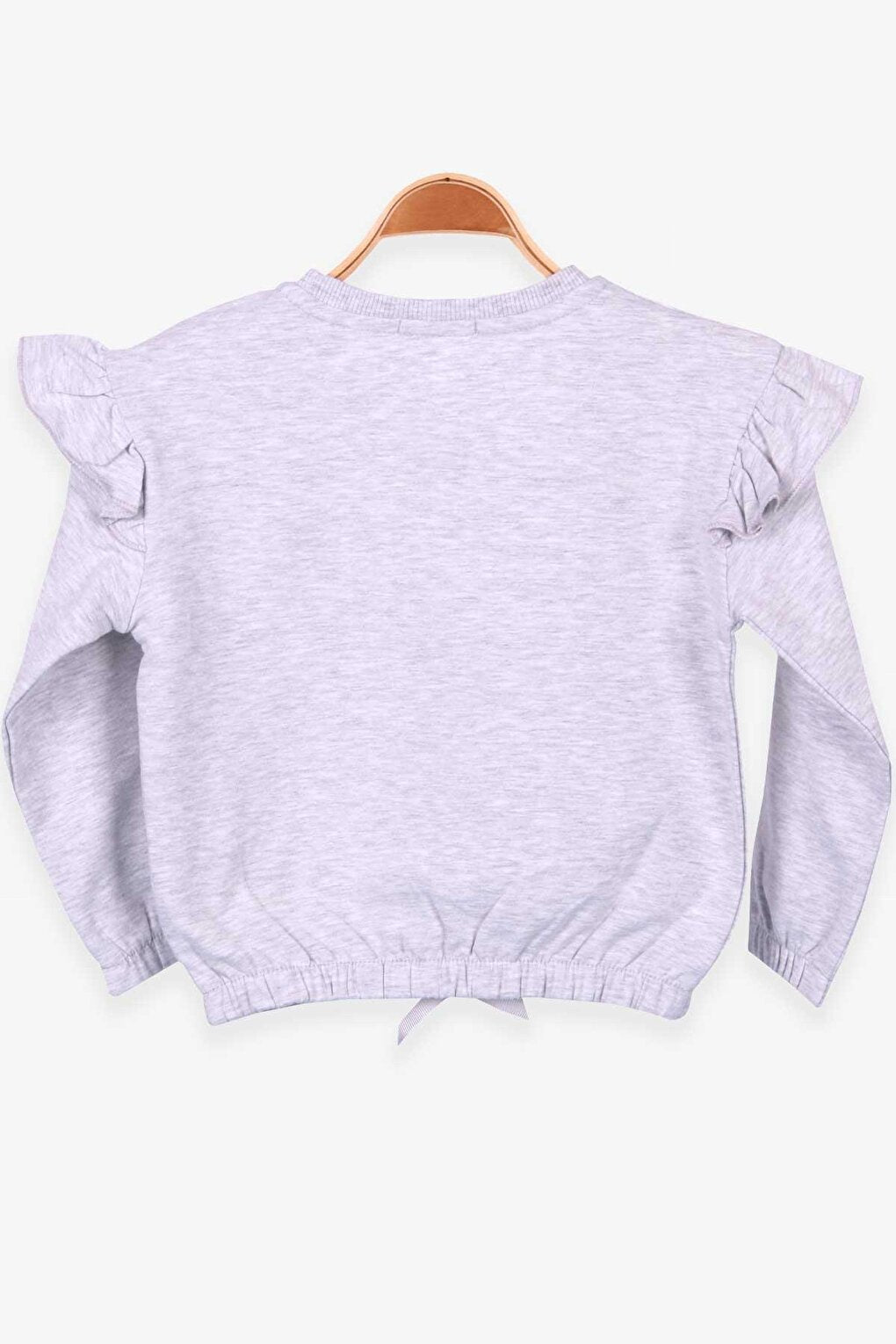 Girl's Sweatshirt Printed Ruffles Light Gray Melange (Age 3)