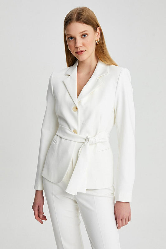 Women's Slim Blazer Jacket with Belt Detail