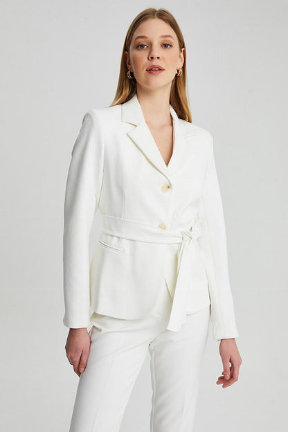 Women's Slim Blazer Jacket with Belt Detail