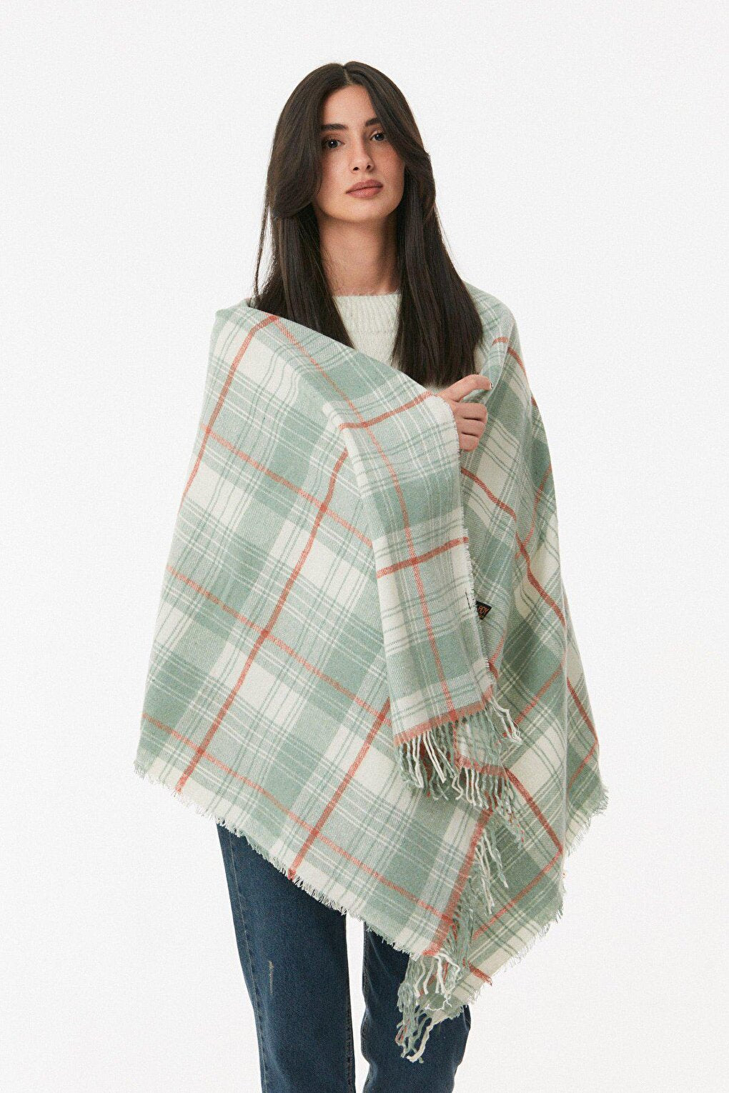 Plaid Patterned Soft Textured Shawl