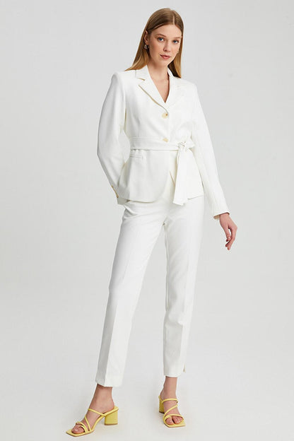 Women's Slim Blazer Jacket with Belt Detail