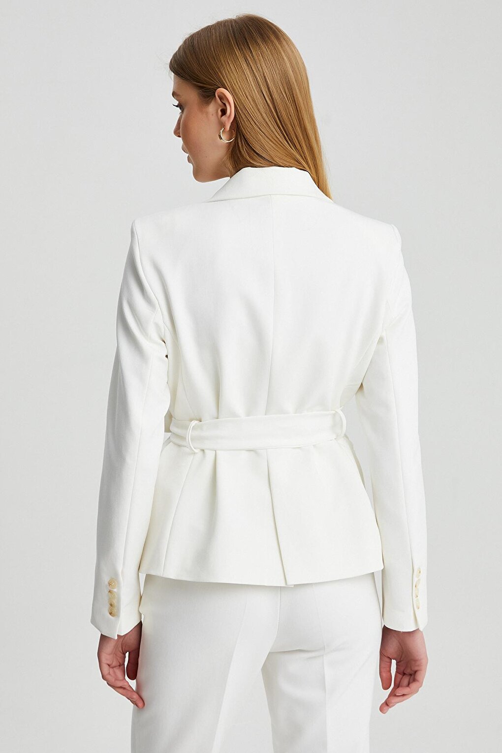 Women's Slim Blazer Jacket with Belt Detail