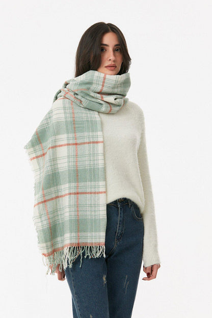 Plaid Patterned Soft Textured Shawl